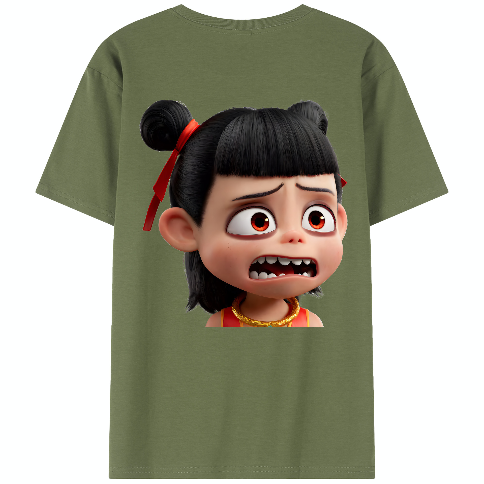 （画像用） Ne Zha 2 ナタ 魔童の大暴れ 綿100％半袖Tシャツ（背面プリント）